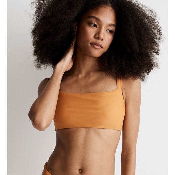 Madewell Scrunchy-Strap Square Neck Bikini Swim Top Ochre Fresco Size XS NL272 - Picture 2 of 7